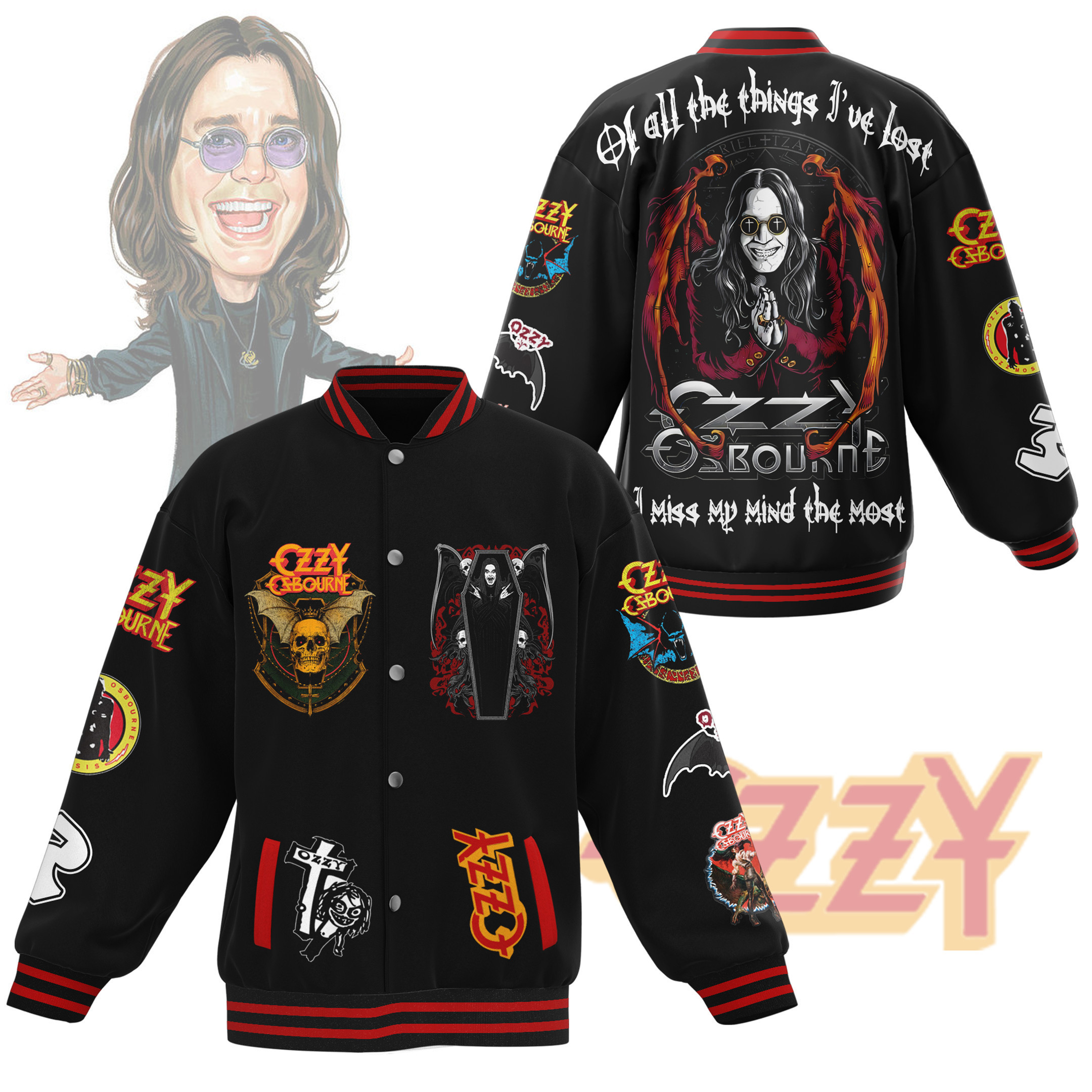 Ozzy Osbourne Music Style Baseball Jacket