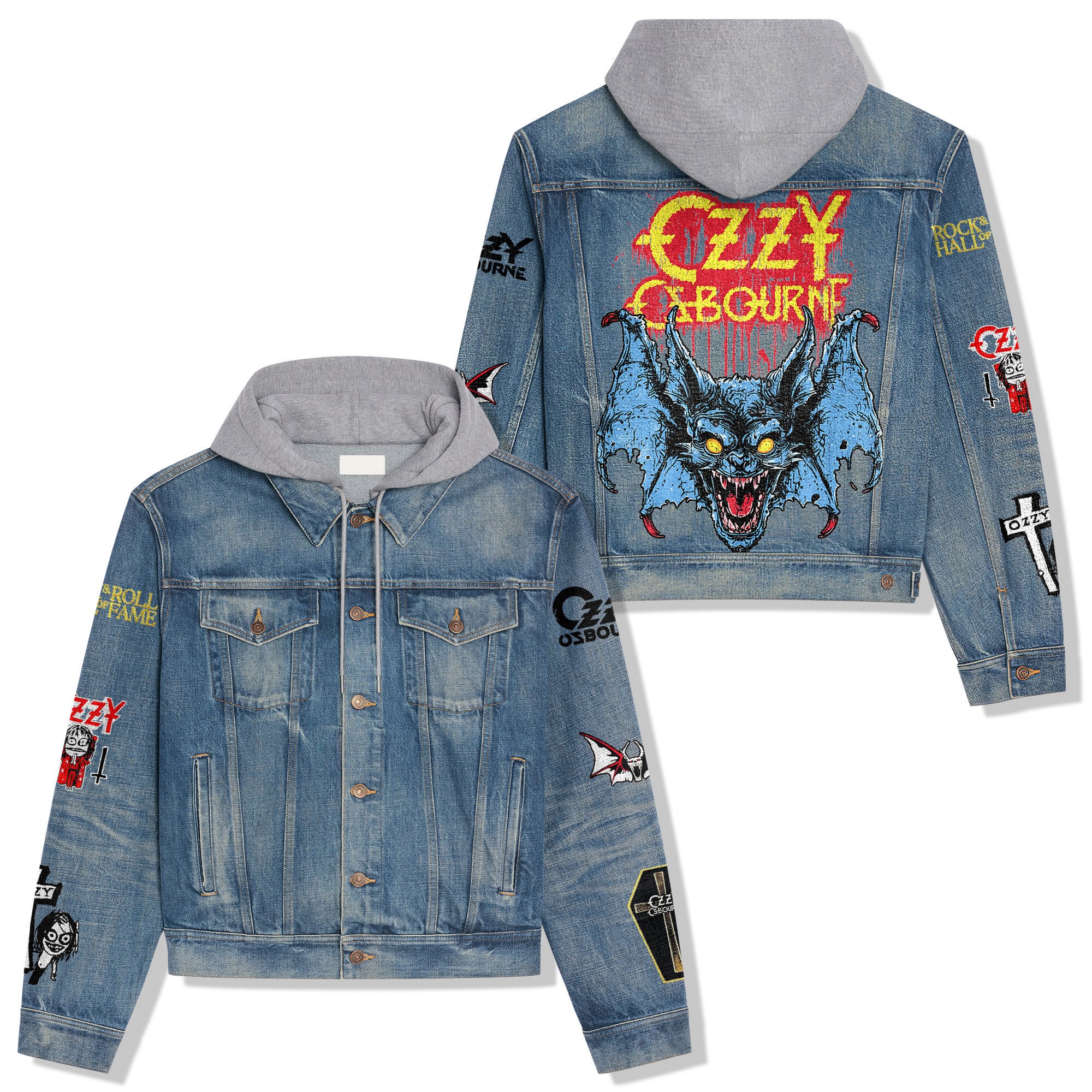 Ozzy Osbourne Music Style Hooded Denim Jacket For Fans