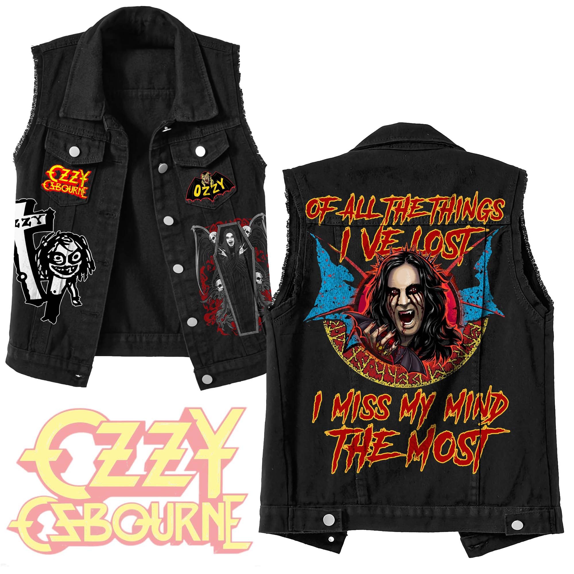 Ozzy Osbourne Music Style Sleeveless Jacket