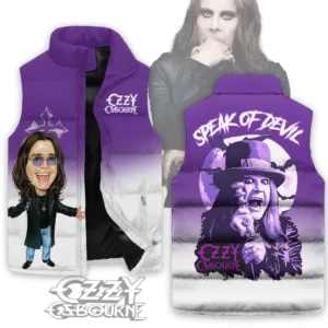 Ozzy Osbourne Music Style Sleeveless Puffer Jacket