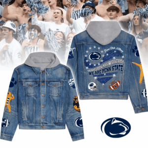 Penn State Nittany Lions NCAA Style Hooded Denim Jacket For Fans
