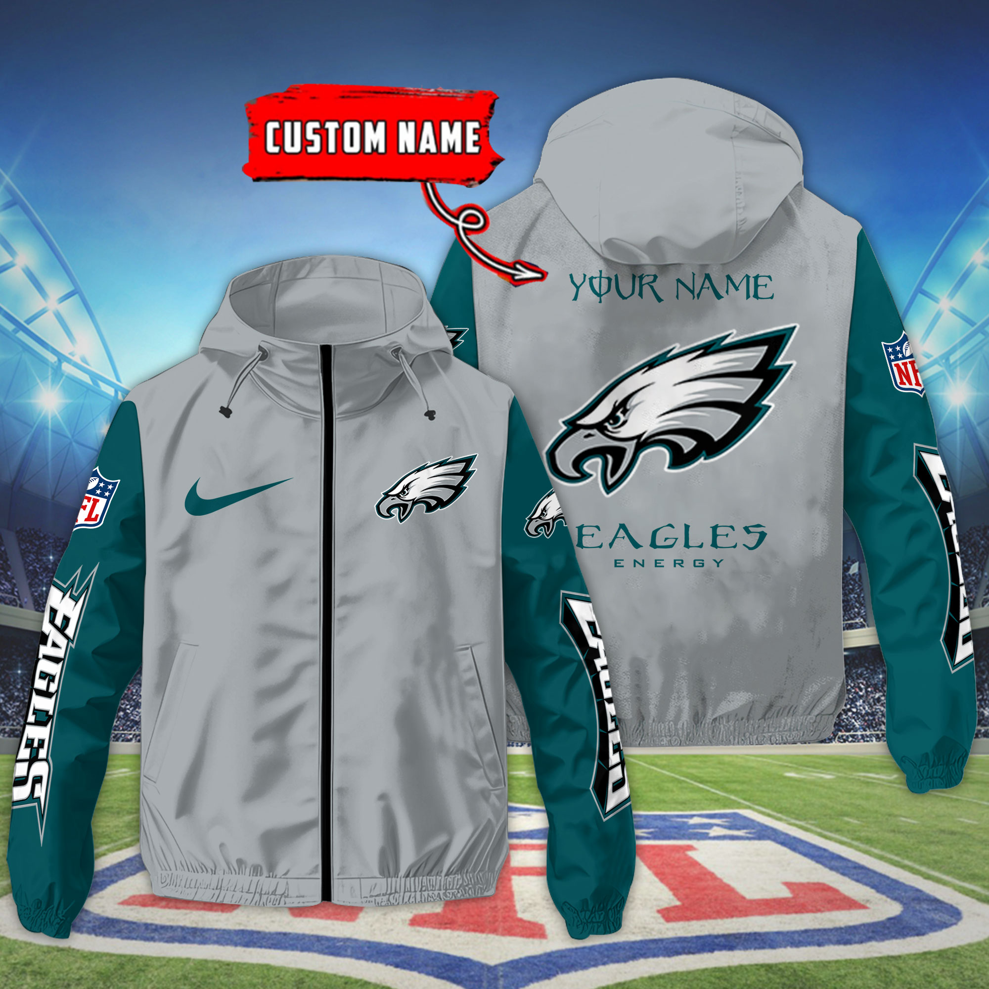 Philadelphia Eagles NFL Personalized Style Windbreaker Jacket For Fans