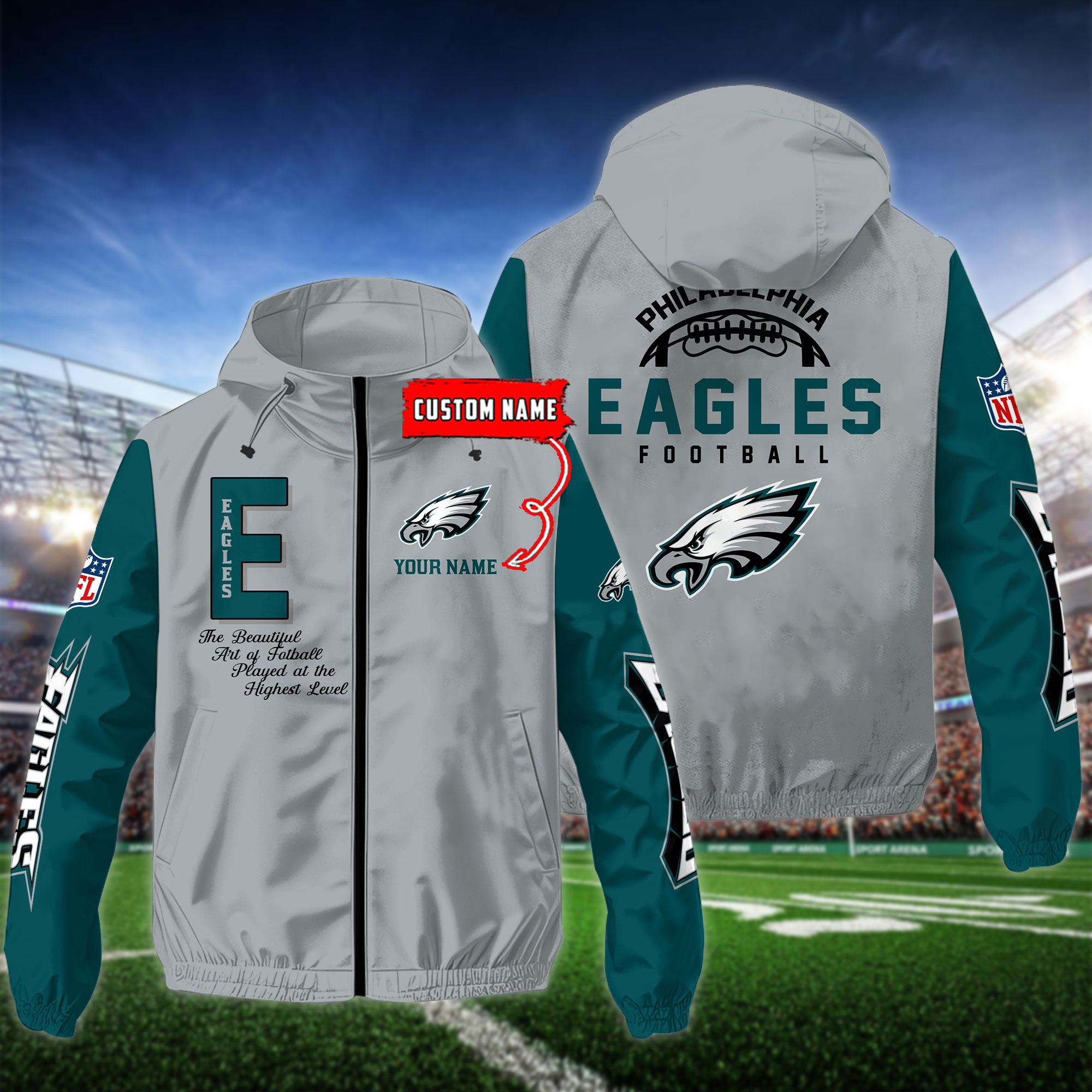 Philadelphia Eagles NFL Personalized Style Windbreaker Jacket For Fans
