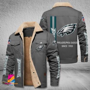 Philadelphia Eagles NFL Style Fleece Thermal Cotton Jacket For Fans