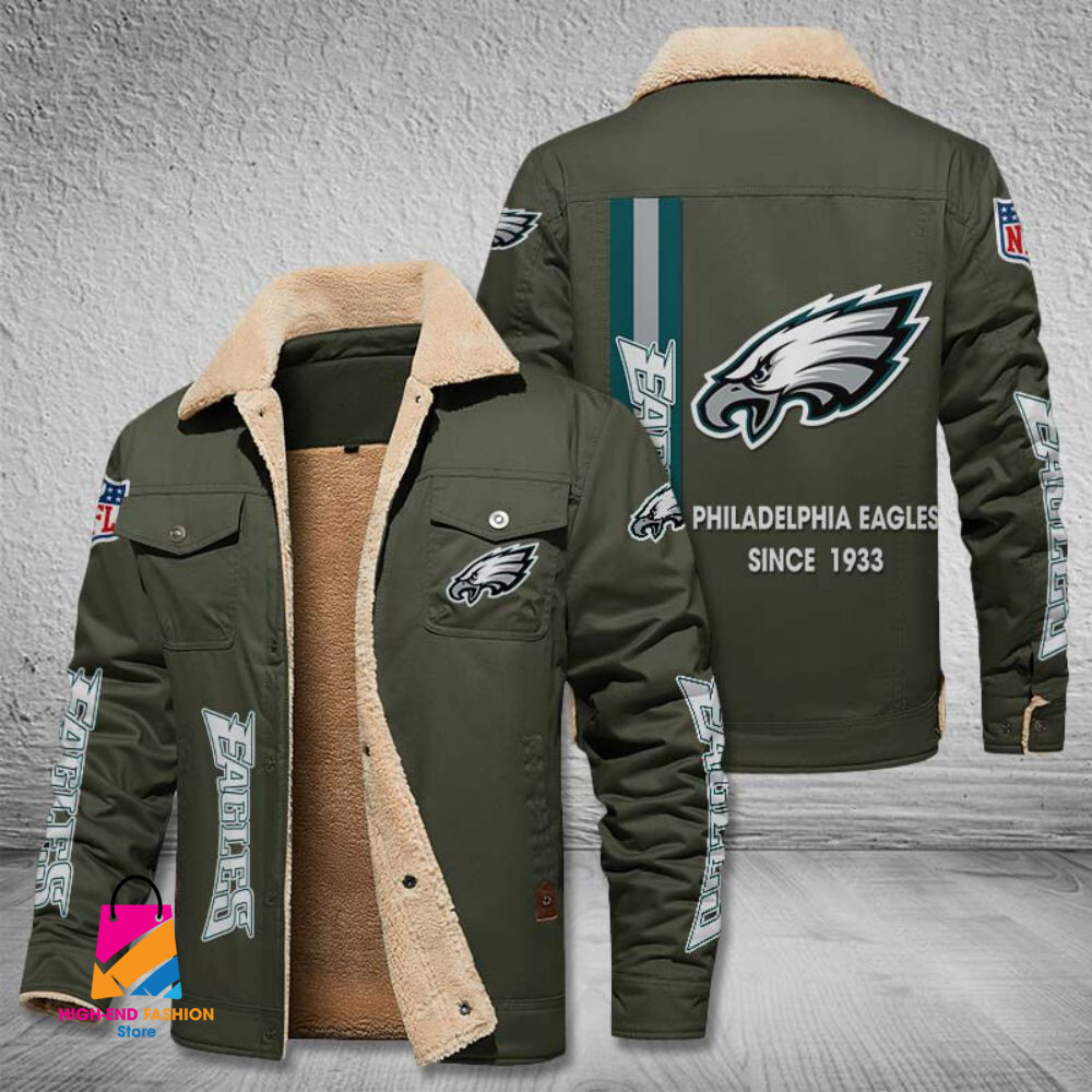 Philadelphia Eagles NFL Style Fleece Thermal Cotton Jacket For Fans