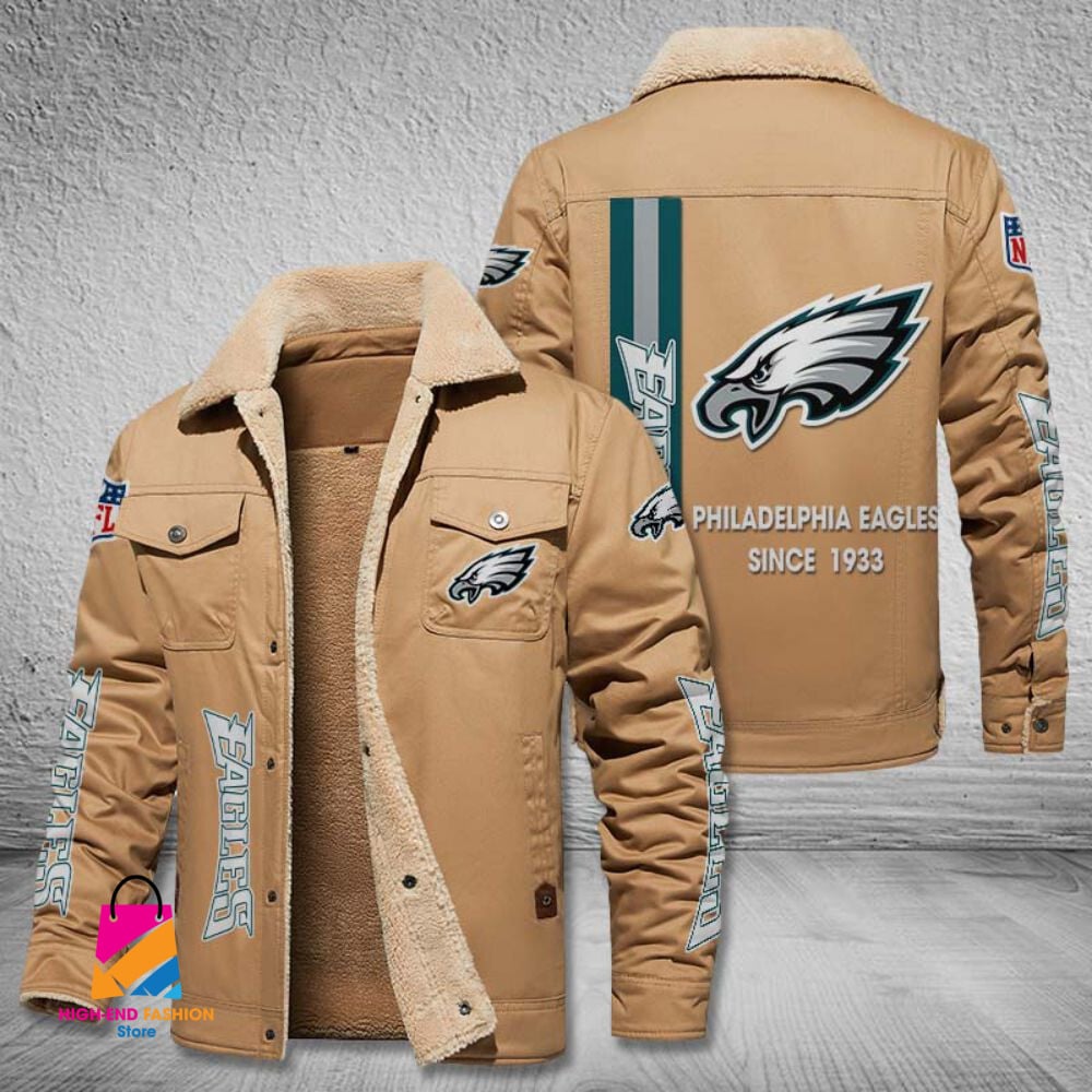Philadelphia Eagles NFL Style Fleece Thermal Cotton Jacket For Fans