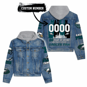 Philadelphia Eagles NFL Style Hooded Denim Jacket For Fans