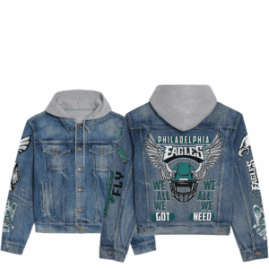 Philadelphia Eagles NFL Style Hooded Denim Jacket For Fans
