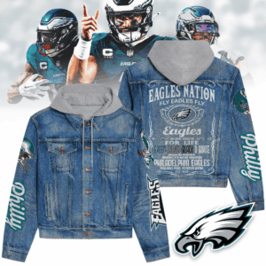Philadelphia Eagles NFL Style Hooded Denim Jacket For Fans