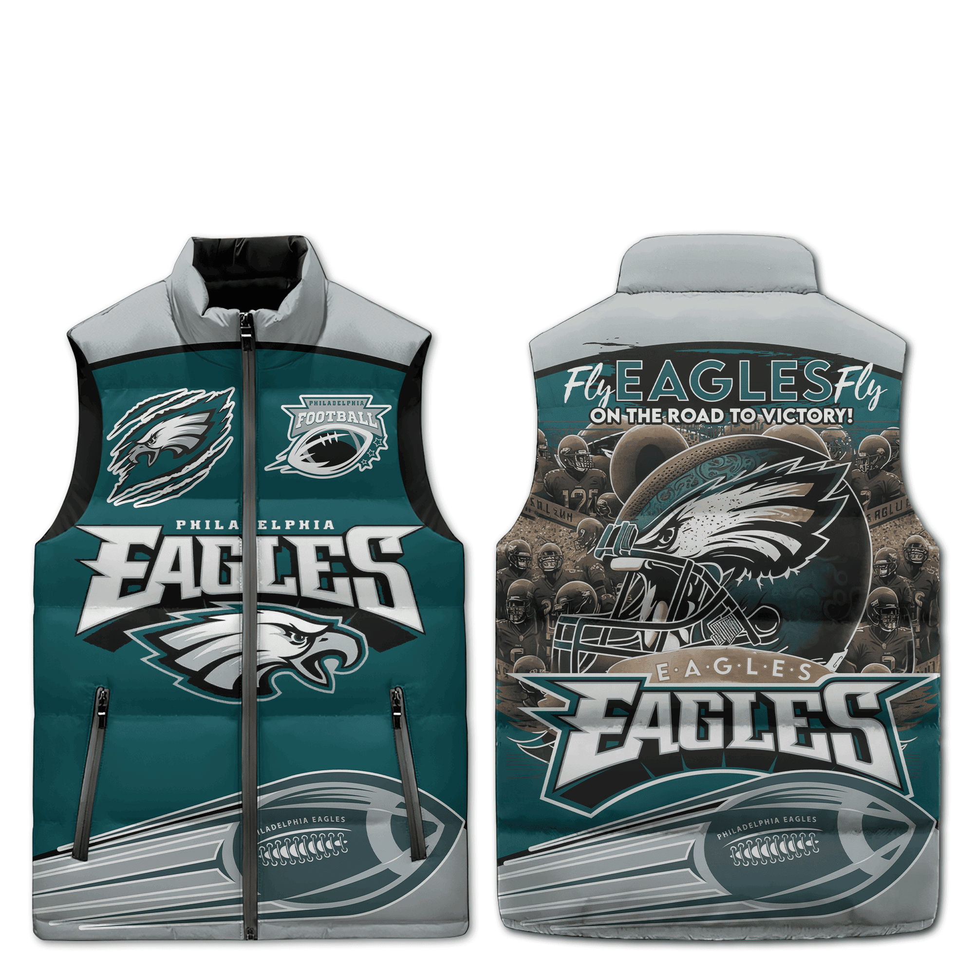 Philadelphia Eagles NFL Style Sleeveless Puffer Jacket For Fans