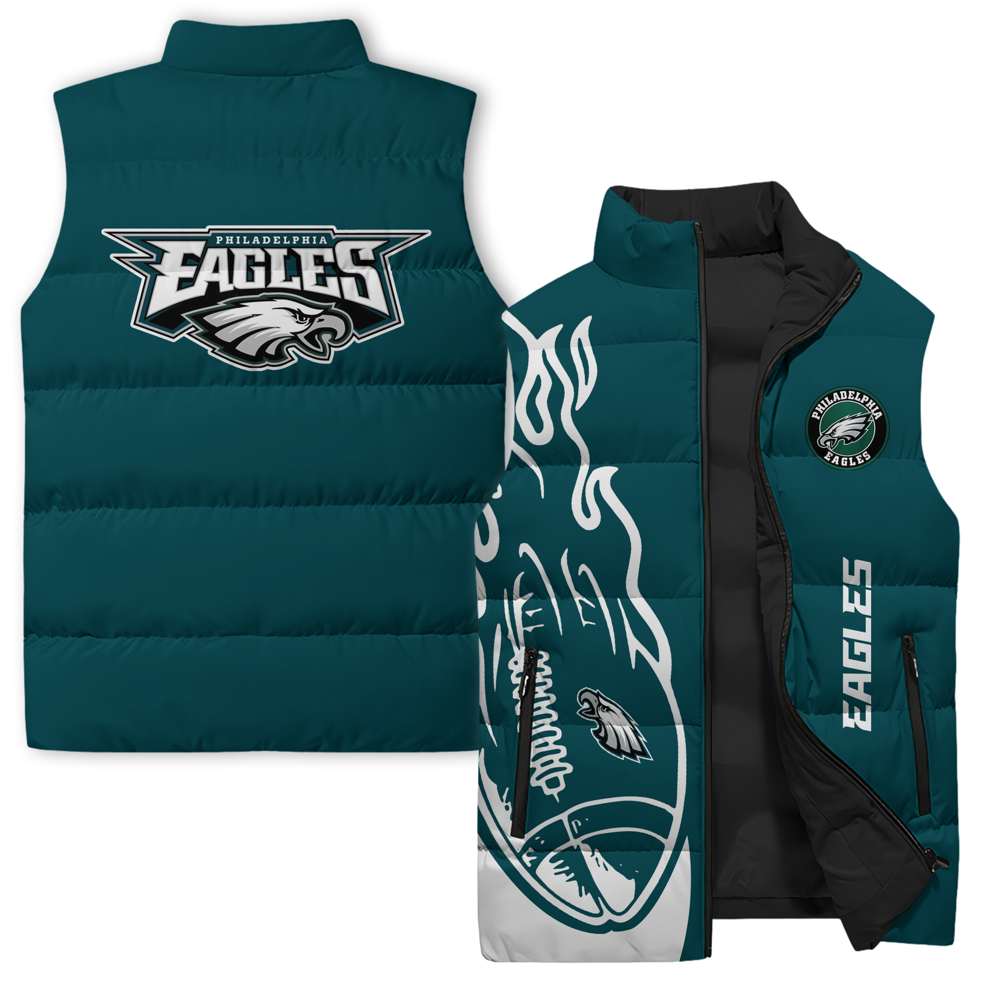Philadelphia Eagles NFL Style Sleeveless Puffer Jacket For Fans