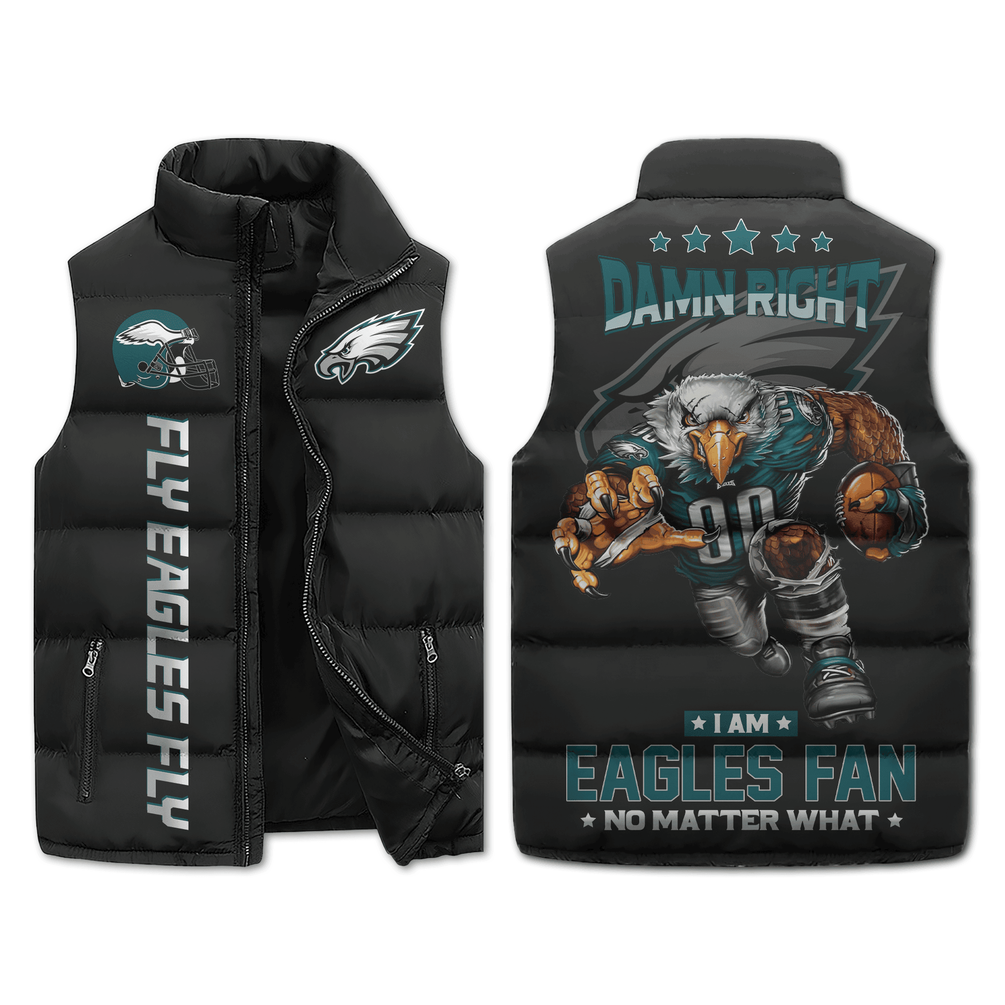 Philadelphia Eagles NFL Style Sleeveless Puffer Jacket For Fans