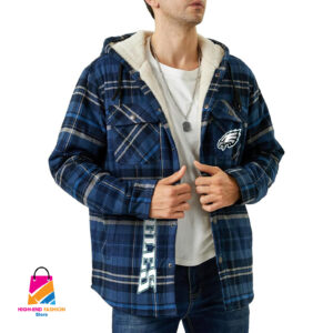 Philadelphia Eagles NFL Style Zip Fleece Flannel Jacket For Fans