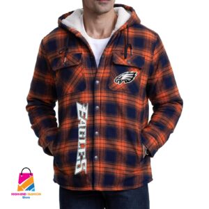 Philadelphia Eagles NFL Style Zip Fleece Flannel Jacket For Fans