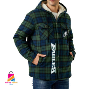 Philadelphia Eagles NFL Style Zip Fleece Flannel Jacket For Fans