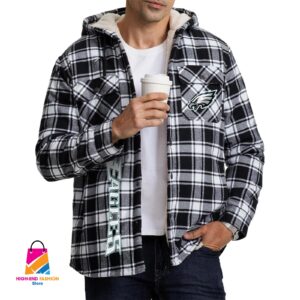 Philadelphia Eagles NFL Style Zip Fleece Flannel Jacket For Fans