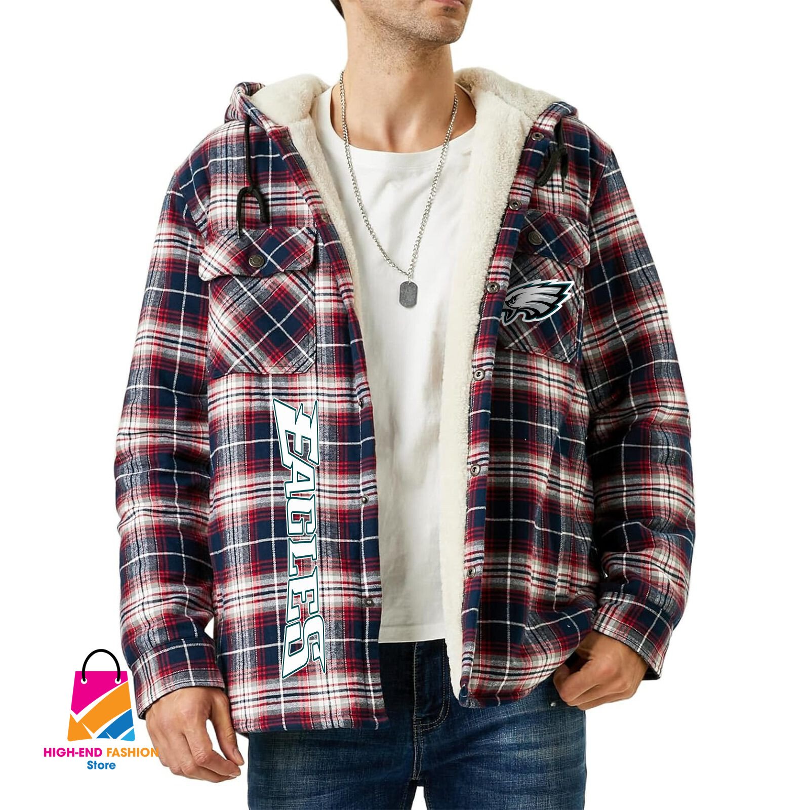 Philadelphia Eagles NFL Style Zip Fleece Flannel Jacket For Fans
