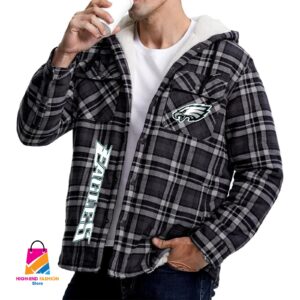 Philadelphia Eagles NFL Style Zip Fleece Flannel Jacket For Fans