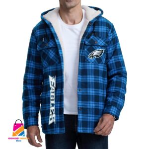 Philadelphia Eagles NFL Style Zip Fleece Flannel Jacket For Fans