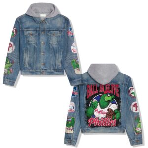 Philadelphia Phillies MLB Style Hooded Denim Jacket For Fans