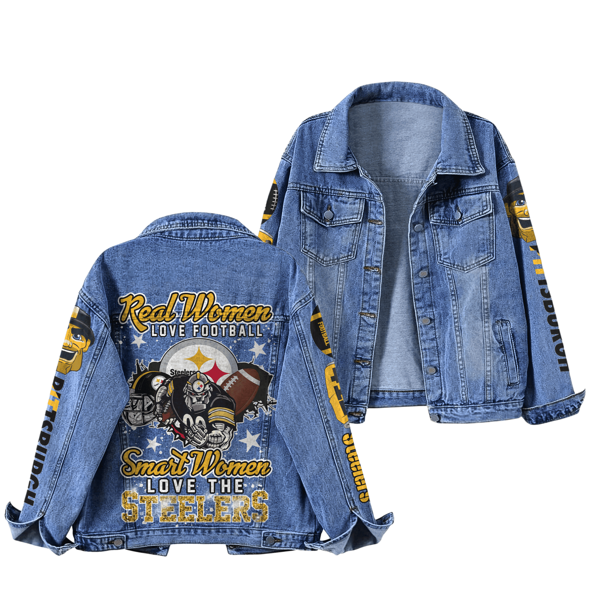 Pittsburgh Steelers NFL Style Denim Jacket For Fans