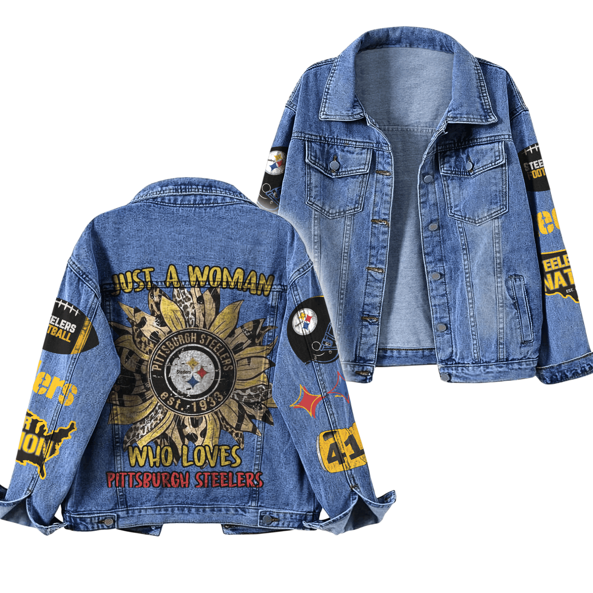 Pittsburgh Steelers NFL Style Denim Jacket For Fans