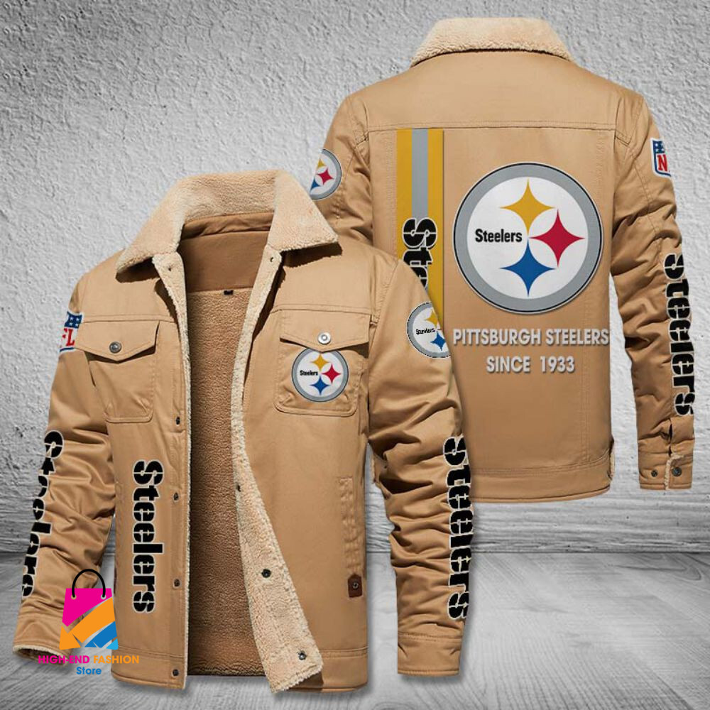 Pittsburgh Steelers NFL Style Fleece Thermal Cotton Jacket For Fans