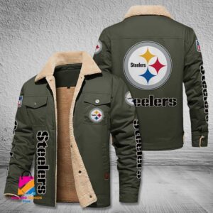 Pittsburgh Steelers NFL Style Fleece Thermal Cotton Jacket For Fans