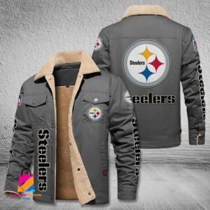 Pittsburgh Steelers NFL Style Fleece Thermal Cotton Jacket For Fans