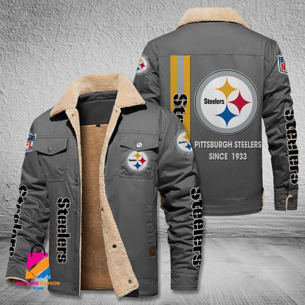 Pittsburgh Steelers NFL Style Fleece Thermal Cotton Jacket For Fans