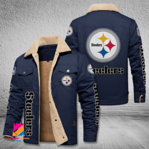 Pittsburgh Steelers NFL Style Fleece Thermal Cotton Jacket For Fans