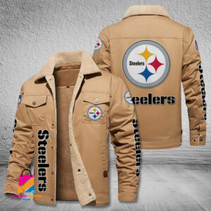 Pittsburgh Steelers NFL Style Fleece Thermal Cotton Jacket For Fans