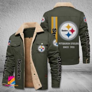 Pittsburgh Steelers NFL Style Fleece Thermal Cotton Jacket For Fans