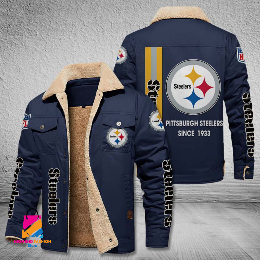 Pittsburgh Steelers NFL Style Fleece Thermal Cotton Jacket For Fans