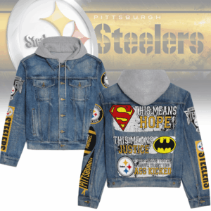 Pittsburgh Steelers NFL Style Hooded Denim Jacket For Fans