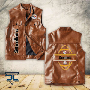 Pittsburgh Steelers NFL Style NFL Style Sleeveless Leather Jacket For Fans