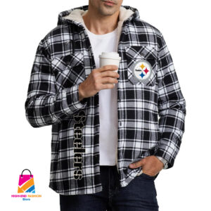 Pittsburgh Steelers NFL Style Zip Fleece Flannel Jacket For Fans