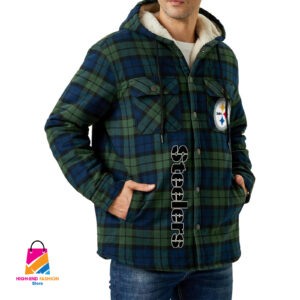 Pittsburgh Steelers NFL Style Zip Fleece Flannel Jacket For Fans