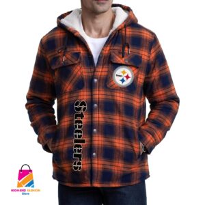 Pittsburgh Steelers NFL Style Zip Fleece Flannel Jacket For Fans
