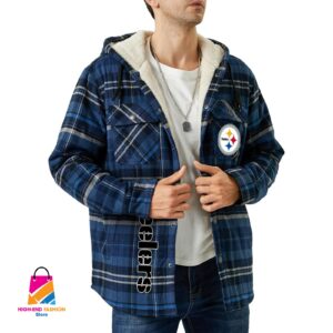 Pittsburgh Steelers NFL Style Zip Fleece Flannel Jacket For Fans