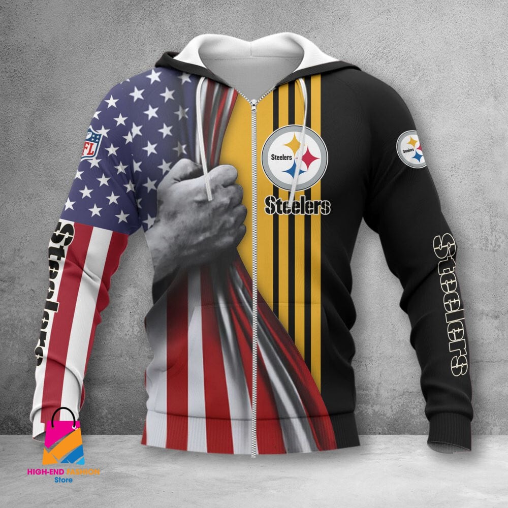 Pittsburgh Steelers NFL Style Zip Hoodie Jacket For Fans