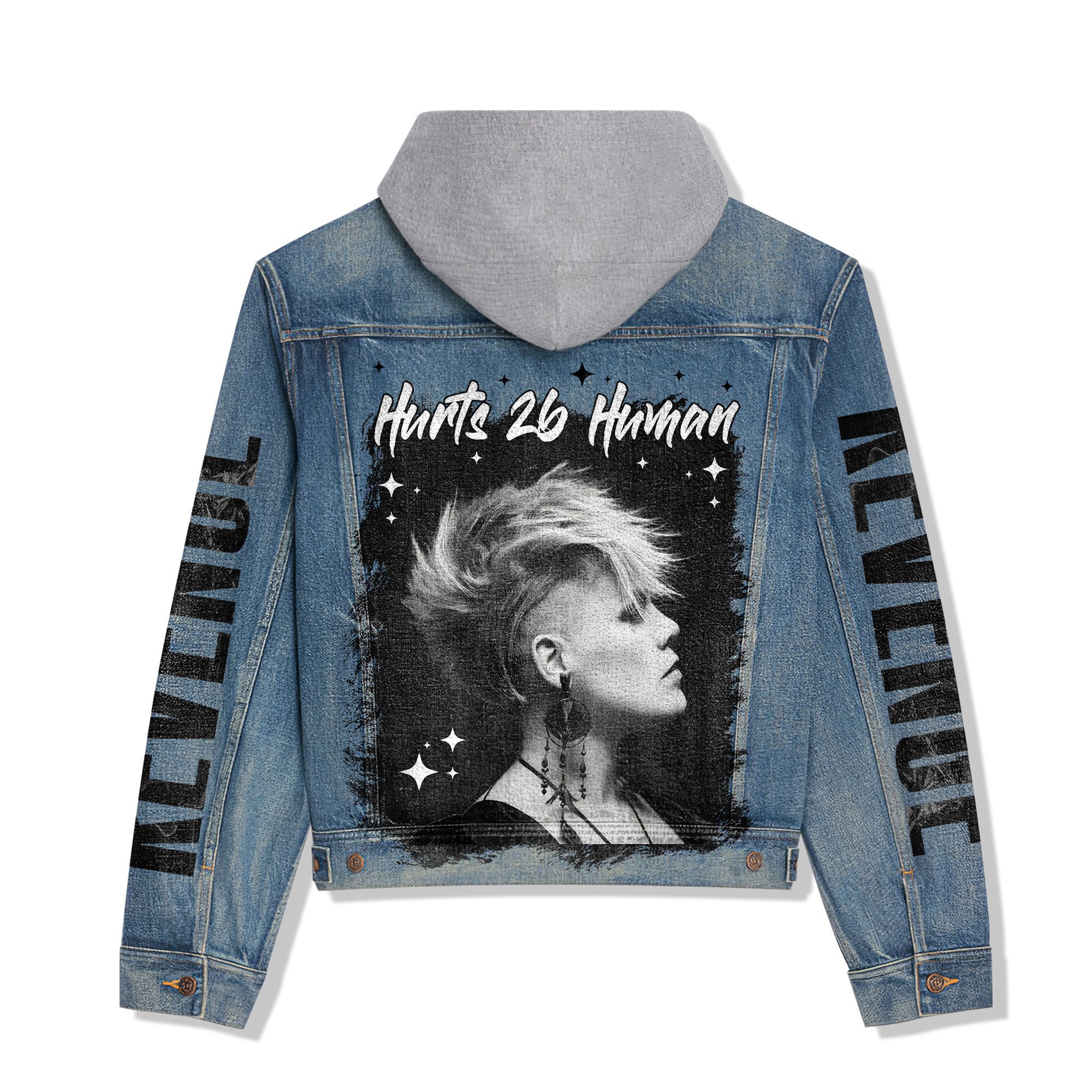 P!nk Music Style Hooded Denim Jacket For Fans
