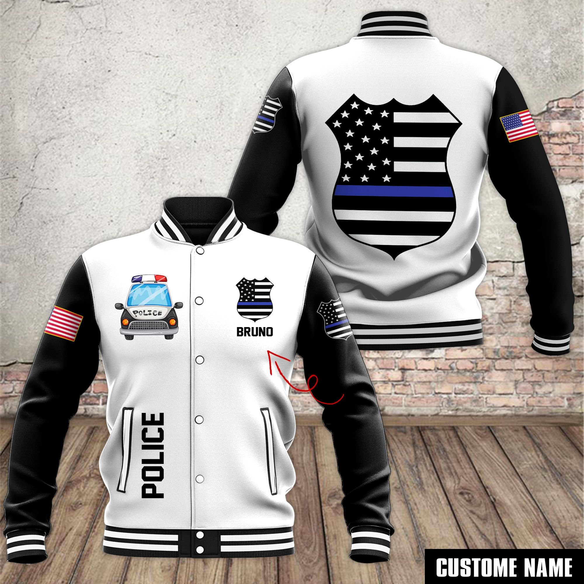 Police Style Baseball Jacket For Fans