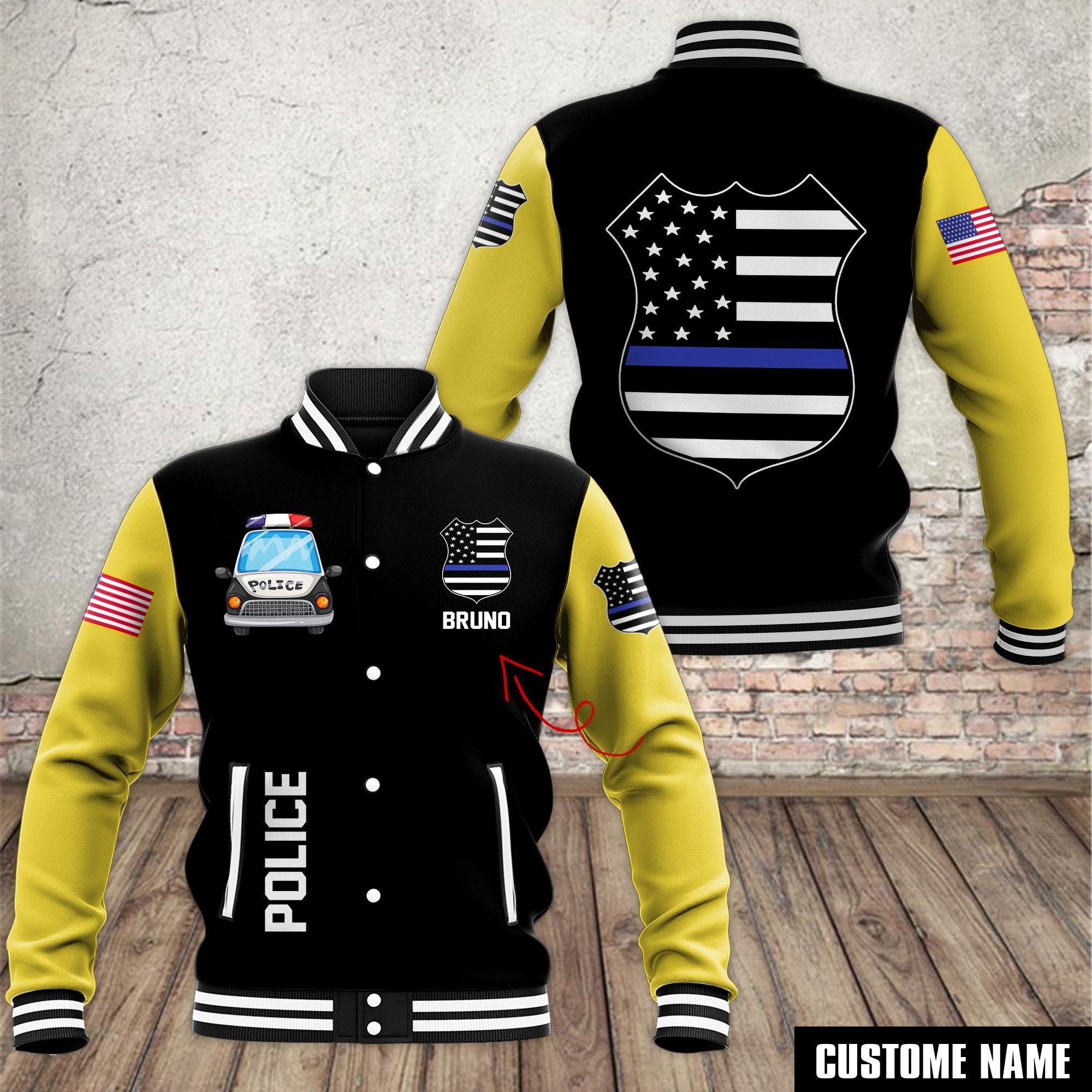 Police Style Baseball Jacket For Fans