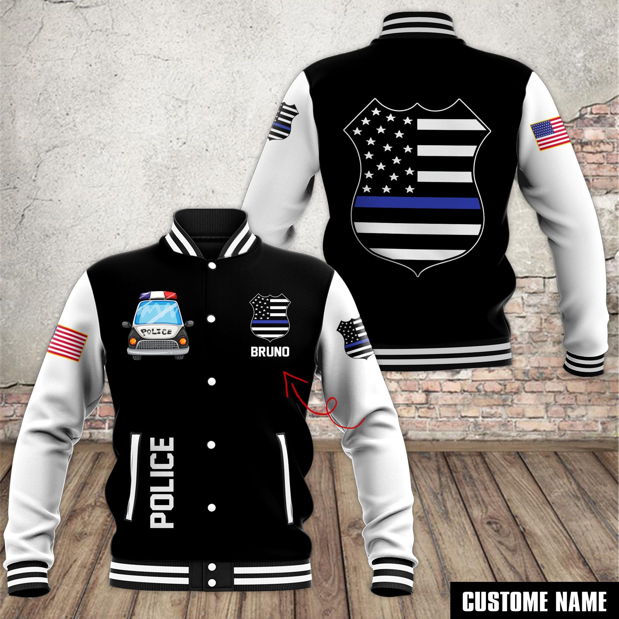 Police Style Baseball Jacket For Fans