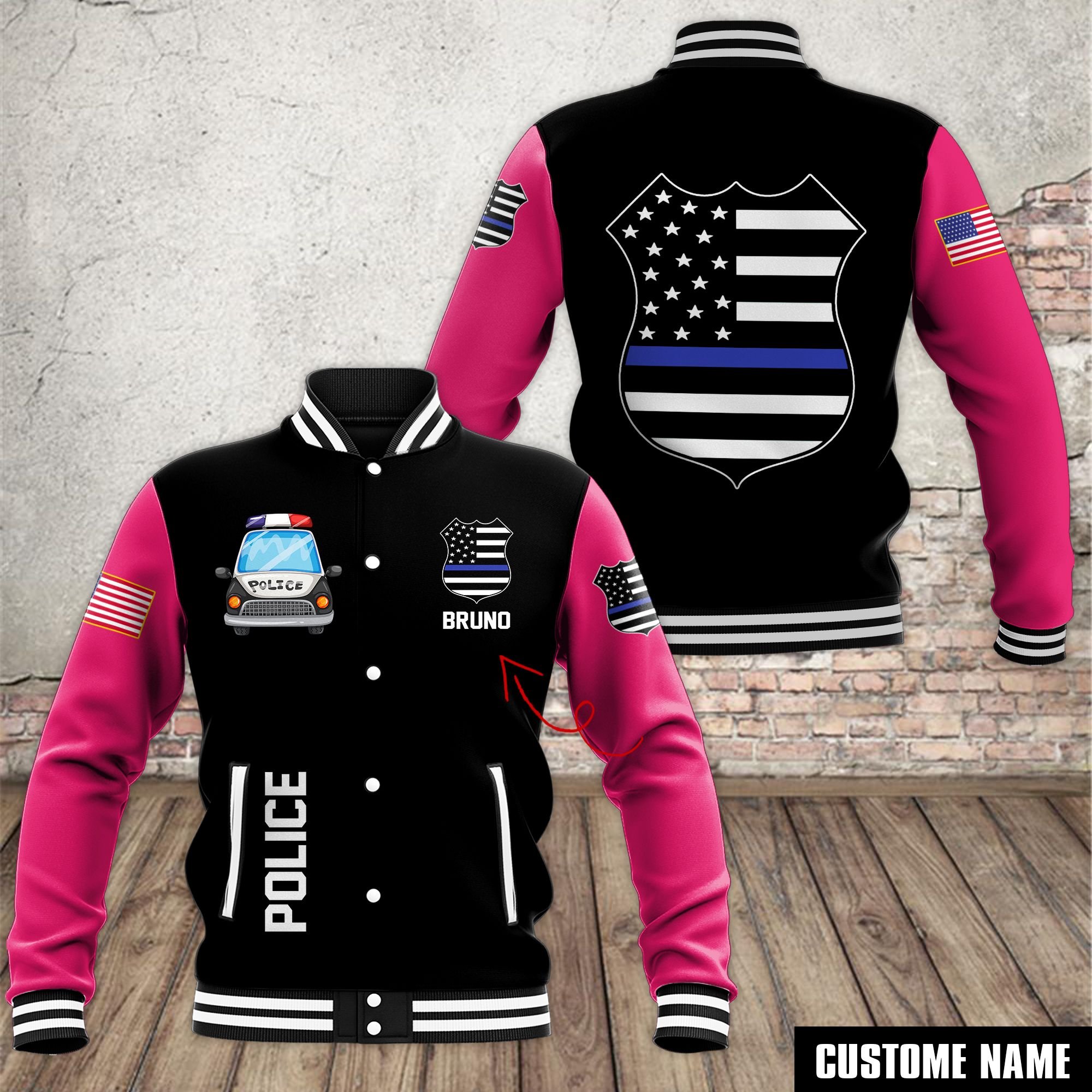 Police Style Baseball Jacket For Fans