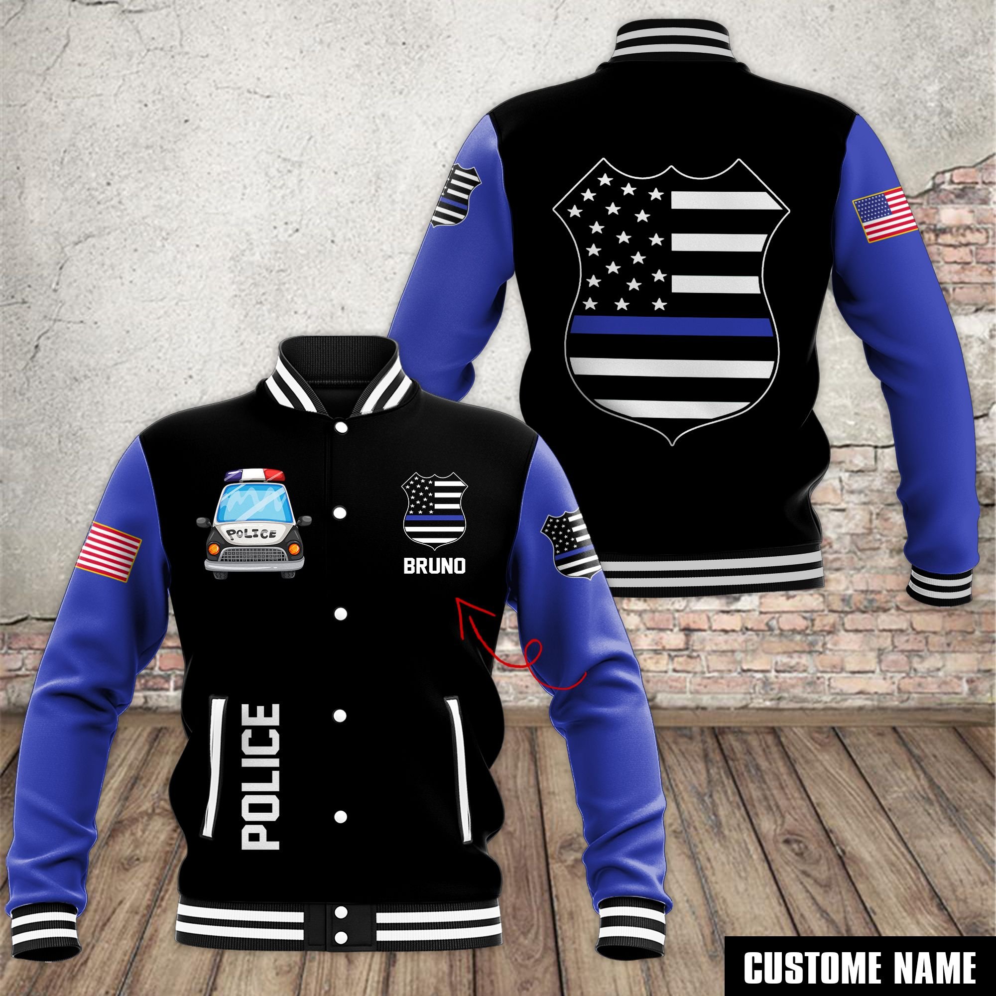 Police Style Baseball Jacket For Fans