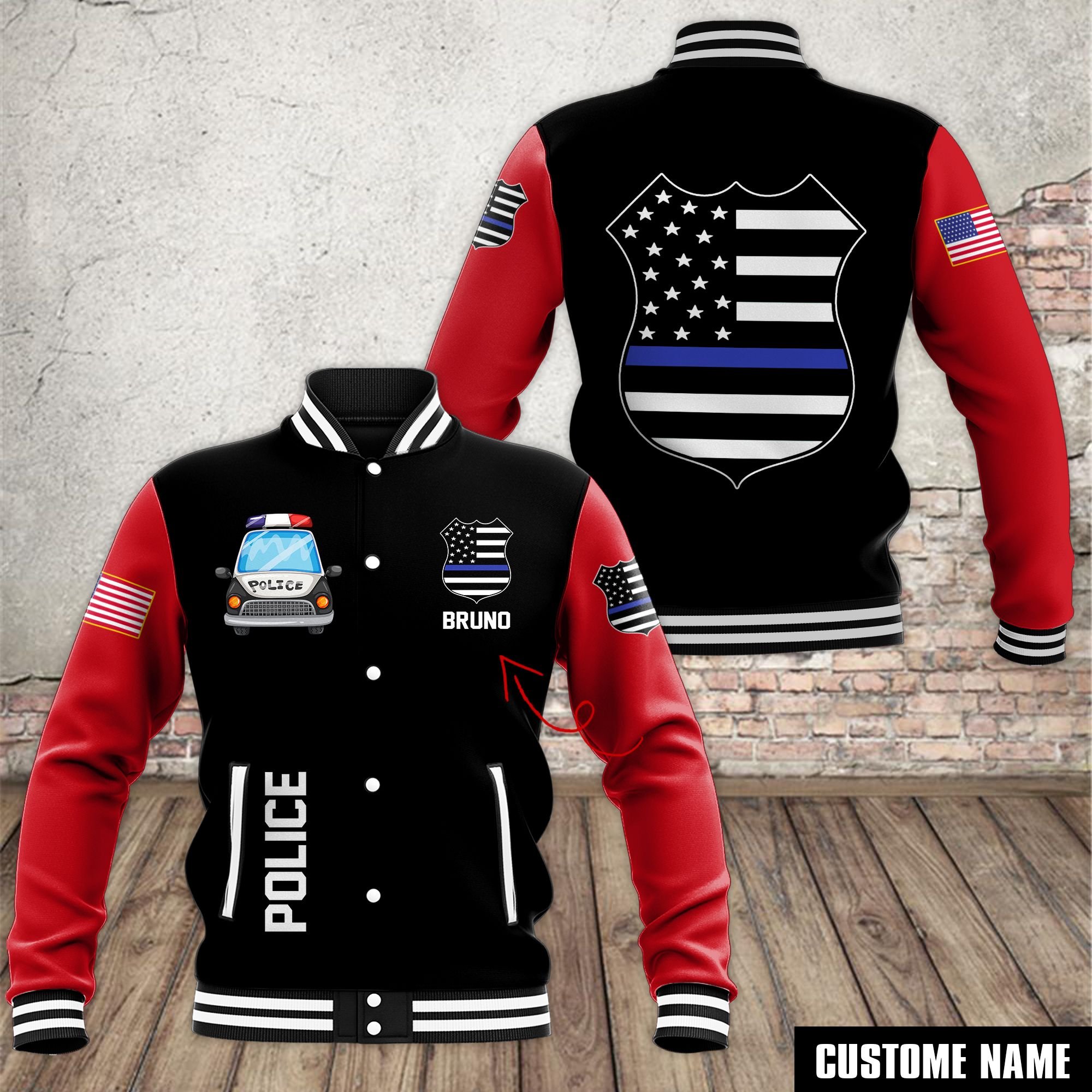 Police Style Baseball Jacket For Fans