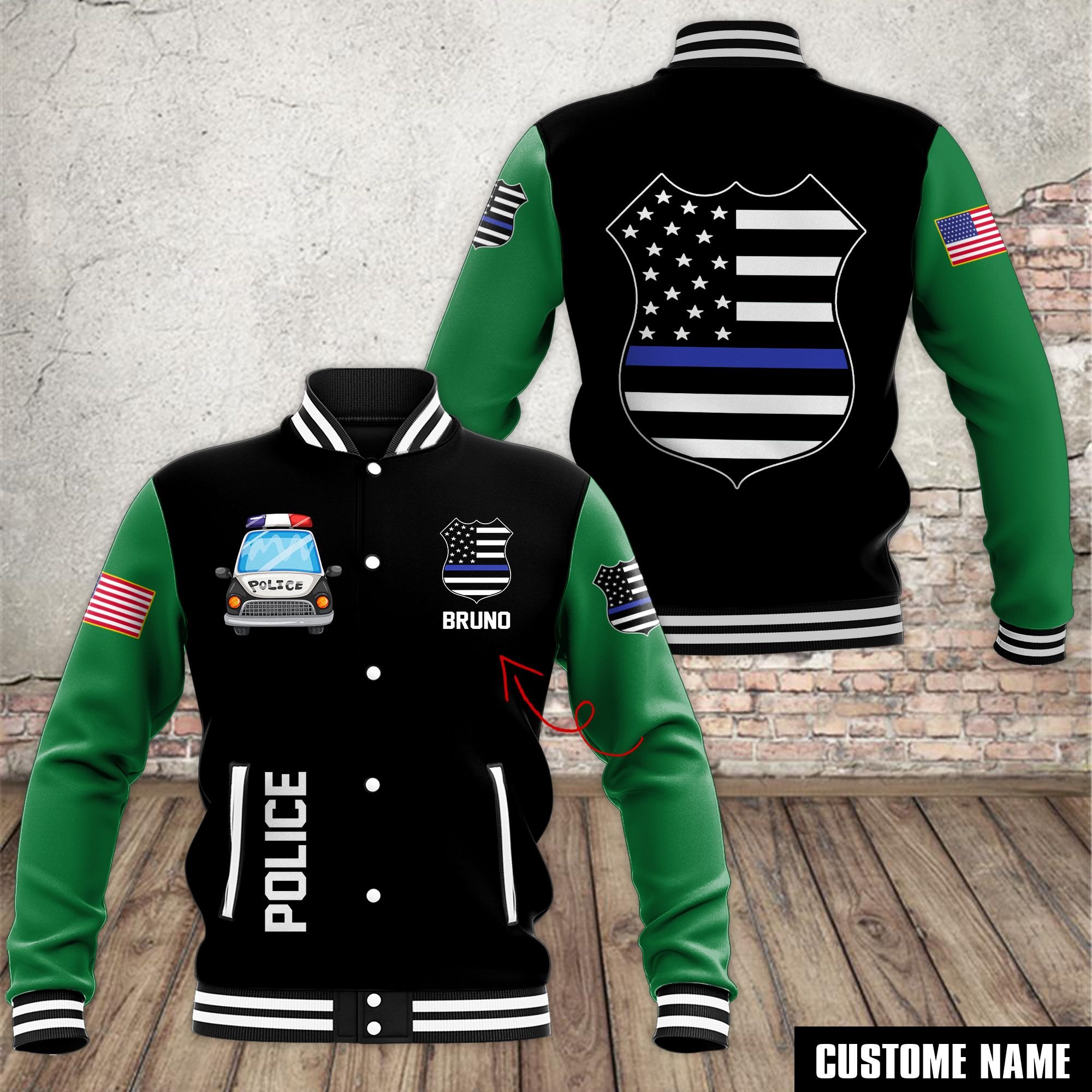 Police Style Baseball Jacket For Fans