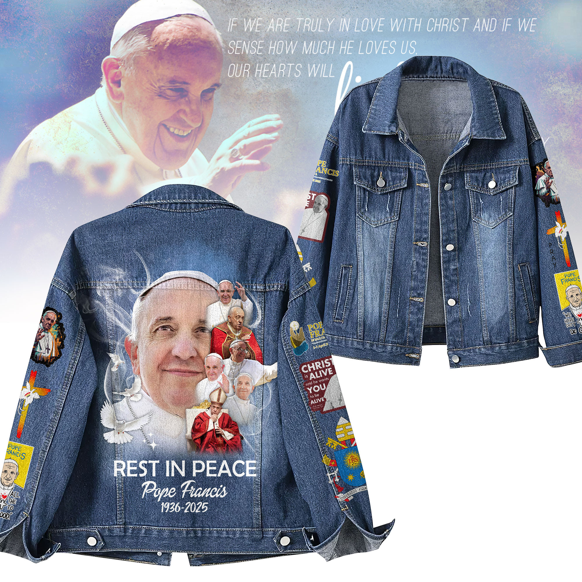 Pope Francis Denim Jacket Gift For Fans